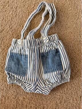 Vintage Hopscotch Striped Suspender Overalls 3m Newborn Photoshoot